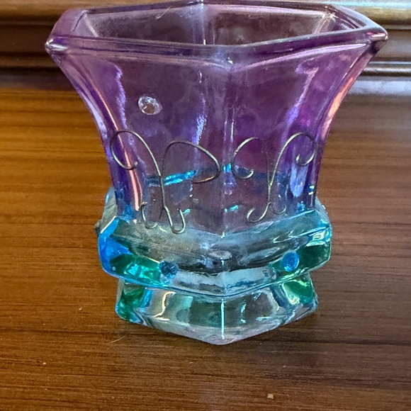Partylite Mardi Gras Glass Votive Candle Holders Set of 2 - Picture 5 of 11